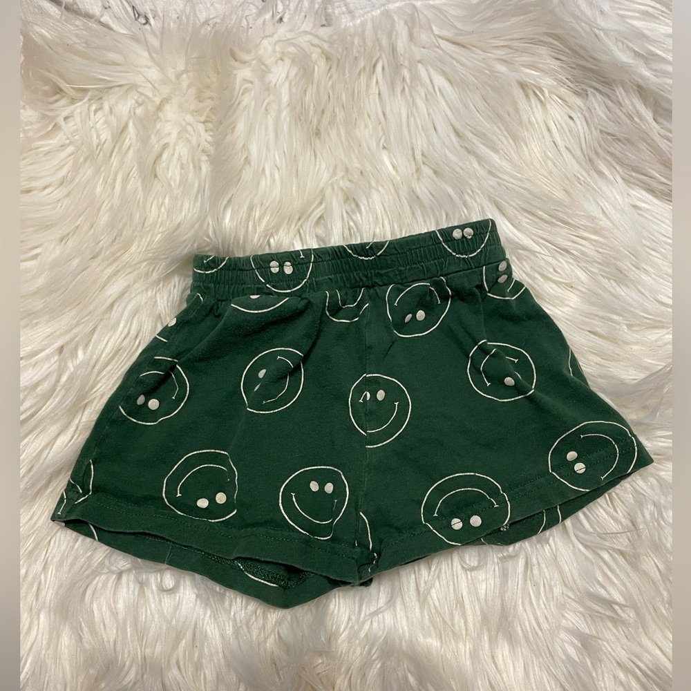Indy and Pippa green smiley face shorts